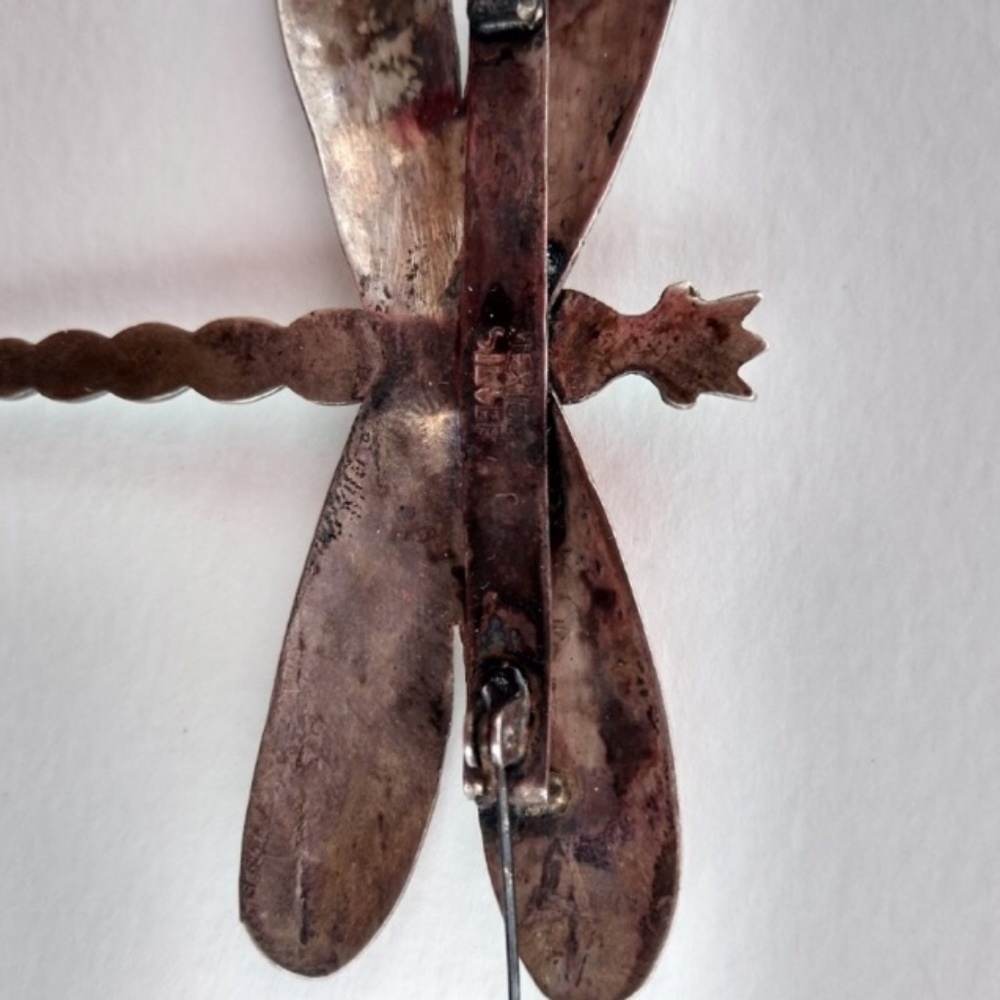 Sliver turquoise dragonfly pin - Picture 3 of 4